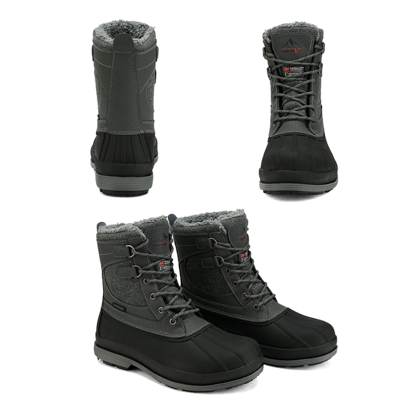 Men's Insulated Waterproof Snow Boots - GREY BLACK - 1